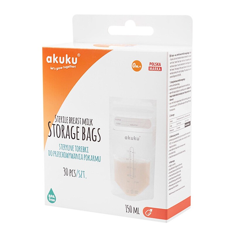 AKUKU - Sterilné vrecká pre skladovanie mlieka a pokrmov 150ml 30 ks