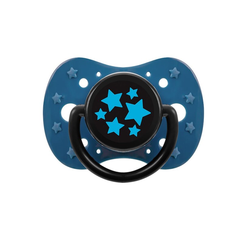 AKUKU - Upokojujúci silikónový cumlík 12m+ modré hviezdičky