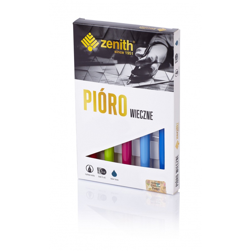ASTRA - ZENITH Omega Pastel, 5ks Plniace pero + náplň, mix farieb, krabička, 10560500