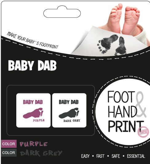 BABY DAB - Farba na detské odtlačky 2ks fialová, šedá