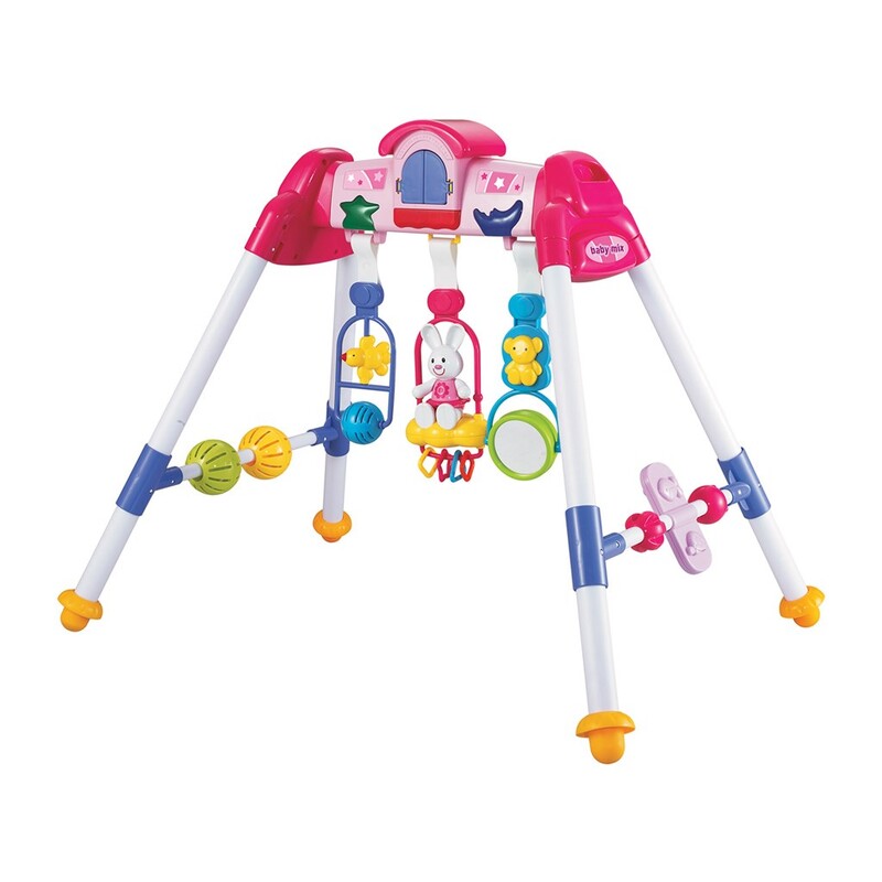 BABY MIX - Detská hrajúca edukačná hrazdička De Lux pink