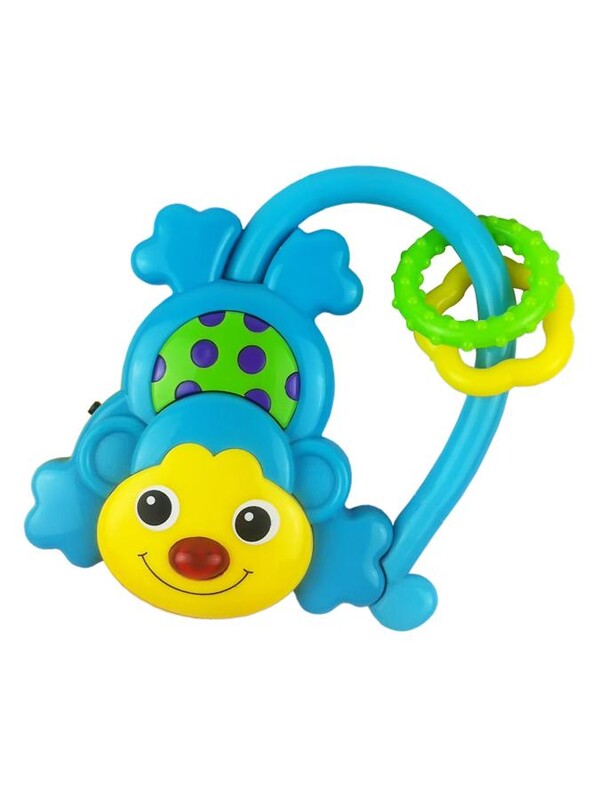 BABY MIX - Detská hrkálka so zvukom Opička modrá