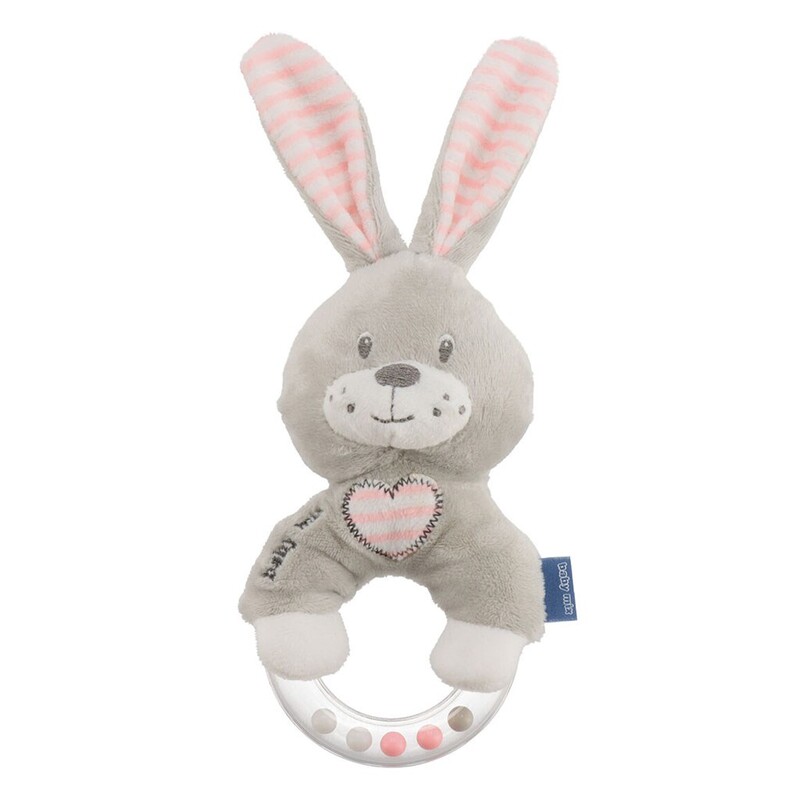 BABY MIX - Detská plyšová hrkálka králik ružový
