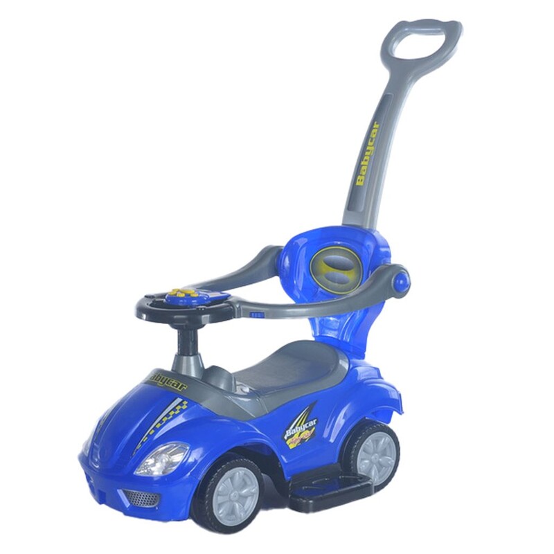 BABY MIX - Detské odrážadlo s vodiacou tyčou 3v1 Mega Car modré