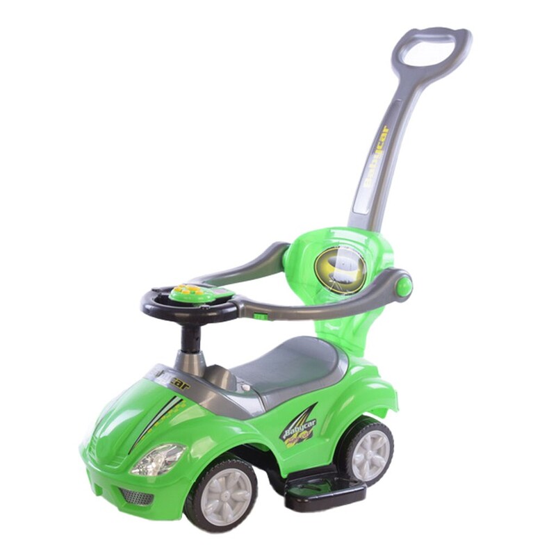 BABY MIX - Detské odrážadlo s vodiacou tyčou 3v1 Mega Car zelené