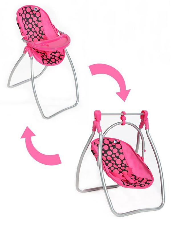 BABY MIX - Jedálenská stolička a hojdačka 2v1 pre bábiky Isabella