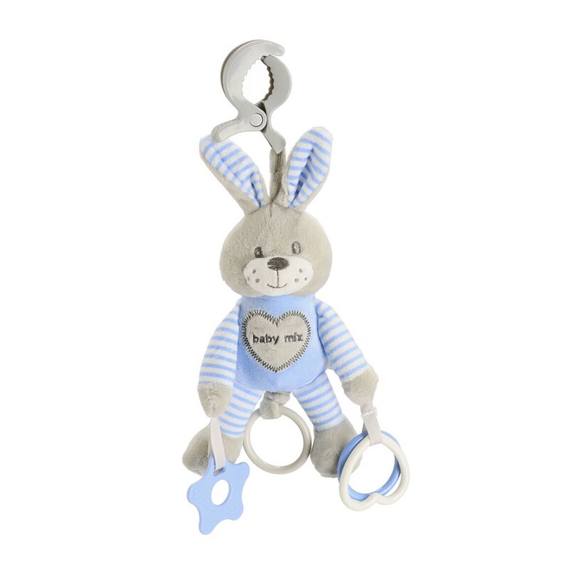 BABY MIX - Plyšová hračka s vibráciou králik modrý