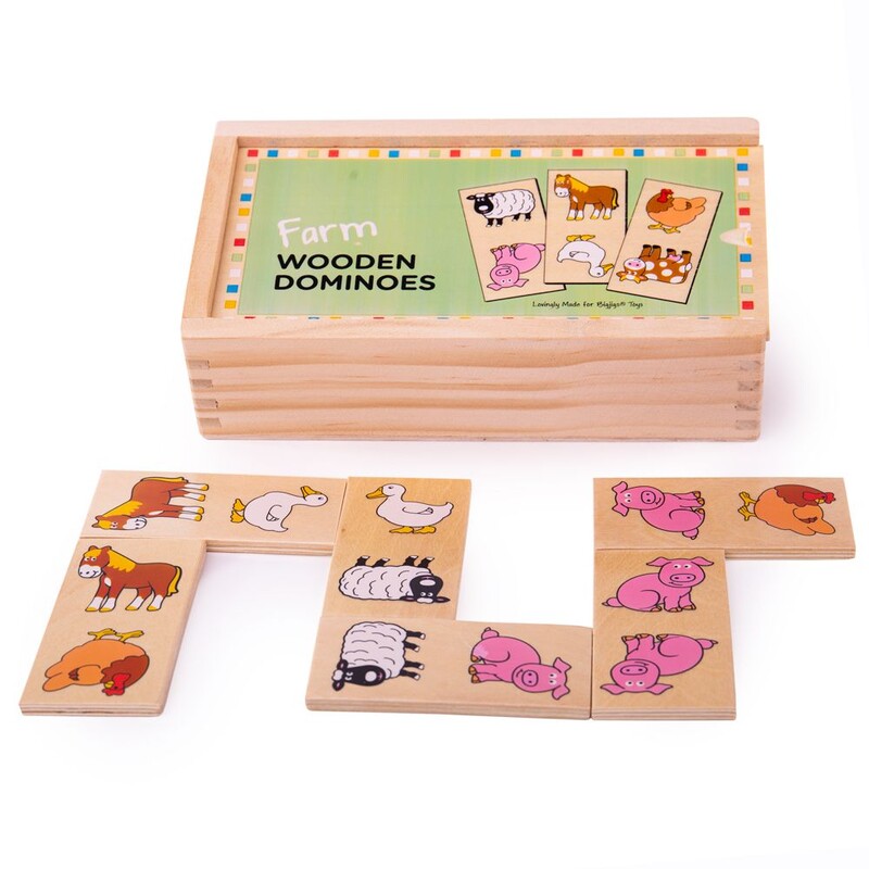 BIGJIGS - Toys Drevená farma domino