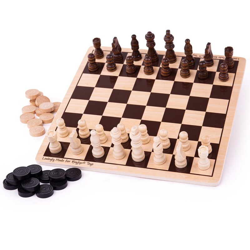 BIGJIGS - Toys Drevené šachy a dáma