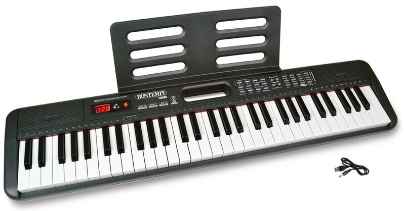 BONTEMPI - Digitálna klávesnica so 61 klávesmi + USB-DC kábel + hudobný stojan