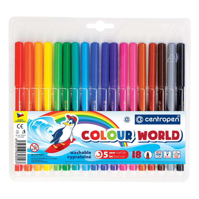 CENTROPEN - Fixy 7550 Colour World - sada 18 ks