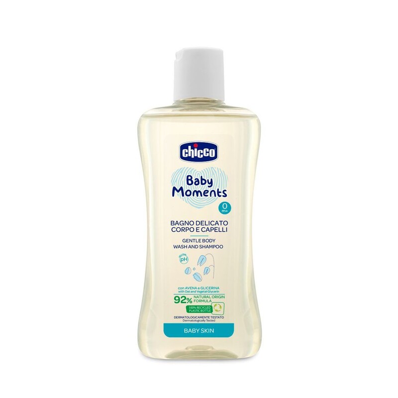 CHICCO - Šampón jemný na vlasy a telo Baby Moments 92 % prírodných zložiek 200 ml