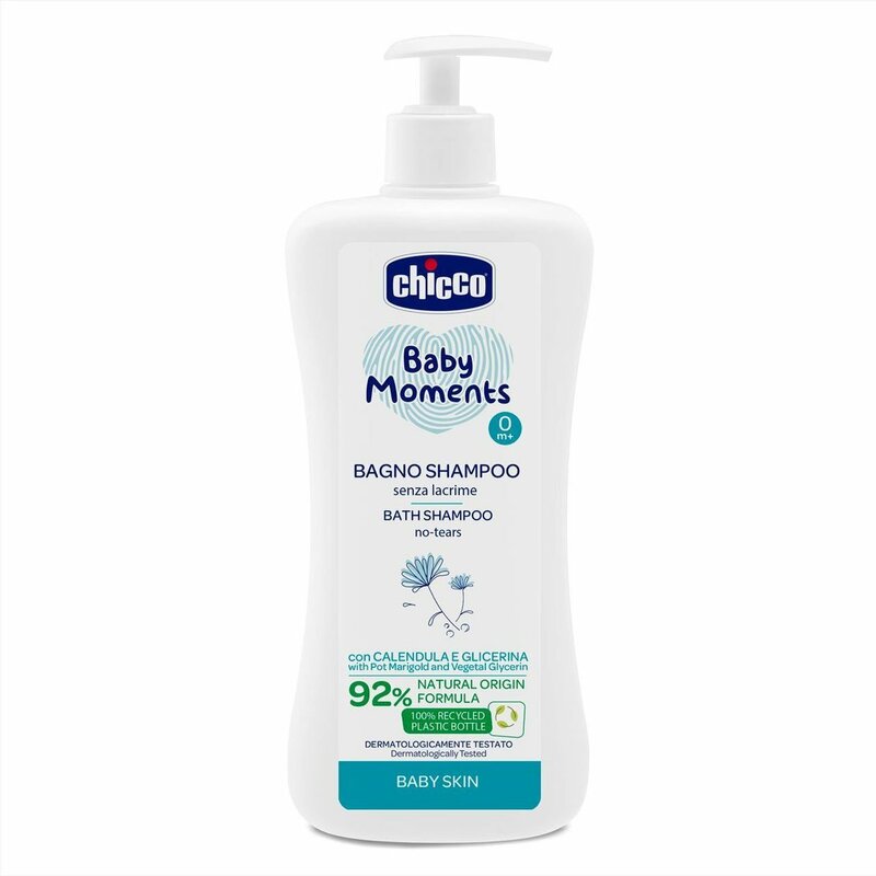 CHICCO - Šampón na vlasy a telo s dávkovačom Baby Moments 92 % prírodných zložiek 500 ml
