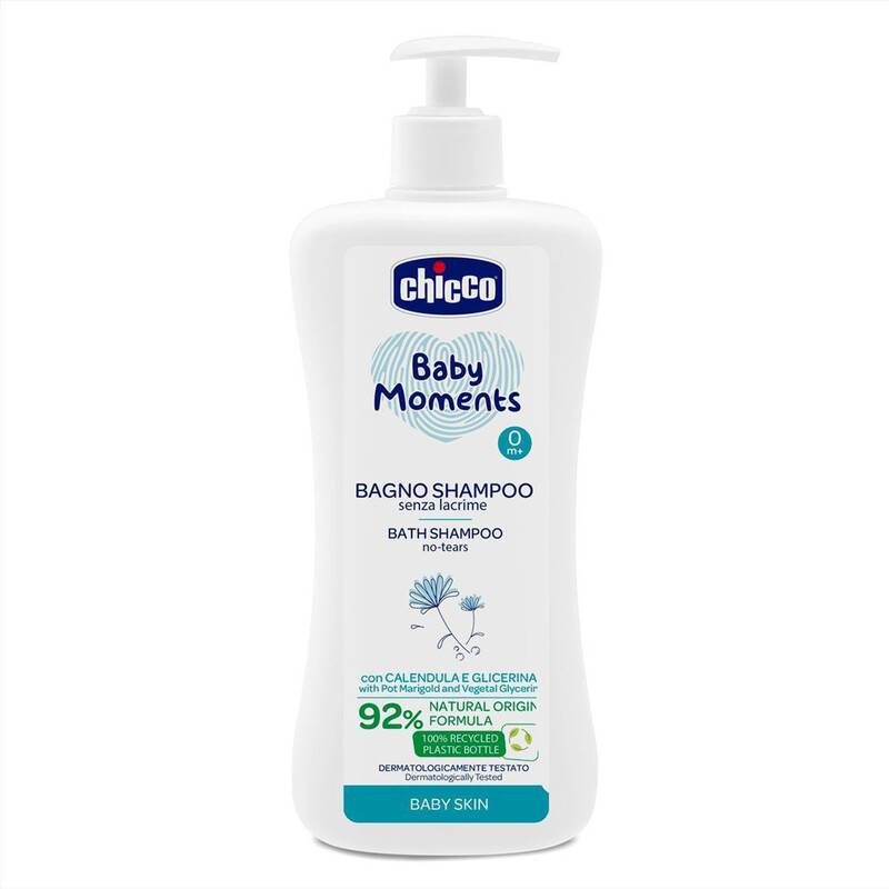 CHICCO - Šampón na vlasy a telo s dávkovačom Baby Moments 92 % prírodných zložiek 750 ml