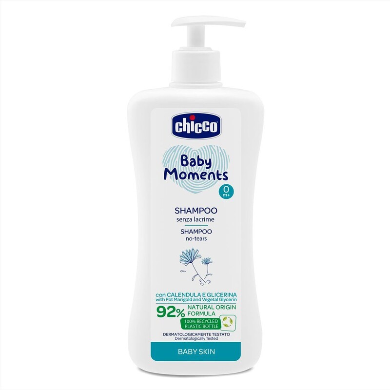 CHICCO - Šampón na vlasy s dávkovačom Baby Moments 92 % prírodných zložiek 500 ml