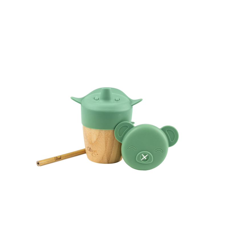 CITRON - Bambusový hrnček s náustkom a slamkou - Green