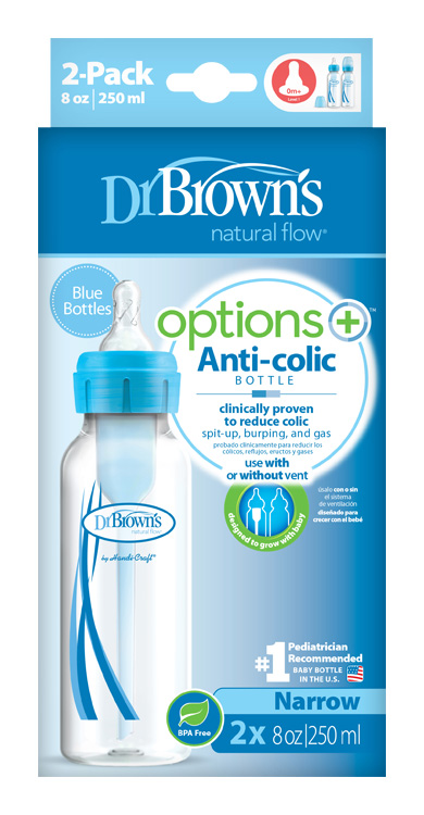 DR.BROWNS - Fľaša antikolik Options+ úzka 2x250ml plast modrá (SB82405)