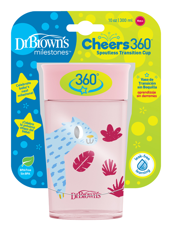 DR.BROWNS - Hrnček Cheers Jungle 300 ml ružový 9m+ (TC01093)