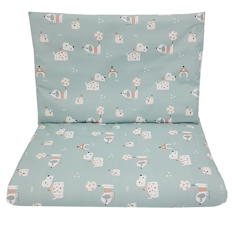 EKO - Bielizeň posteľná 2-dielna bavlnená s potlačou Dogs Mint 40x60 cm, 90x120 cm
