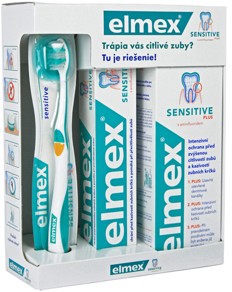 ELMEX - Sensitive Plus Systém na citlivé zubné krčky (zubná pasta 75ml, ústna voda 400ml, zubná kefka)