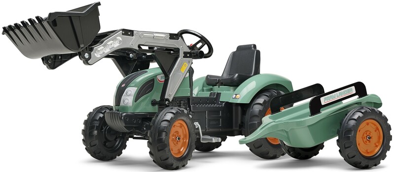 FALK - šliapací traktor SUPER LOADER 1054AM s nakladačom a prívesom - zelený