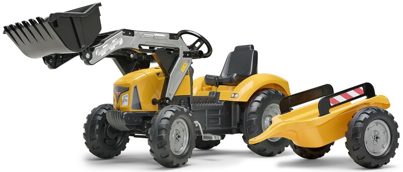FALK - šliapací traktor SUPER LOADER 2025AM s nakladačom a prívesom - žltý