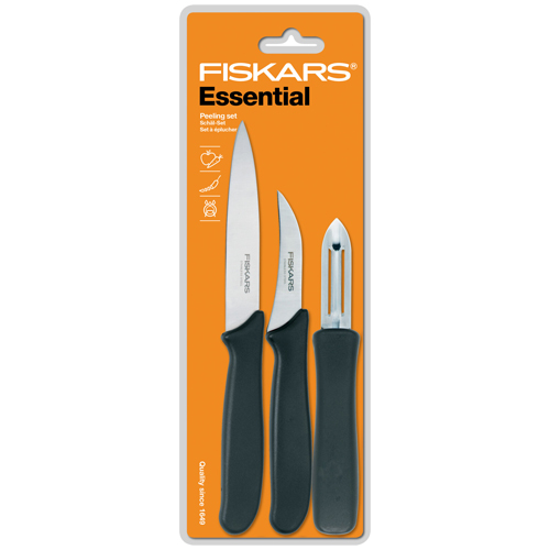 FISKARS - Sada nožov na lúpanie Essential 3 kusová 1024162