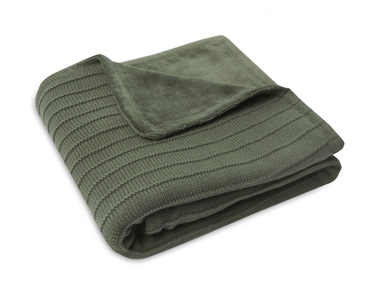 JOLLEIN - Deka pletená / zamat 75x100 cm Pure Knit Leaf Green