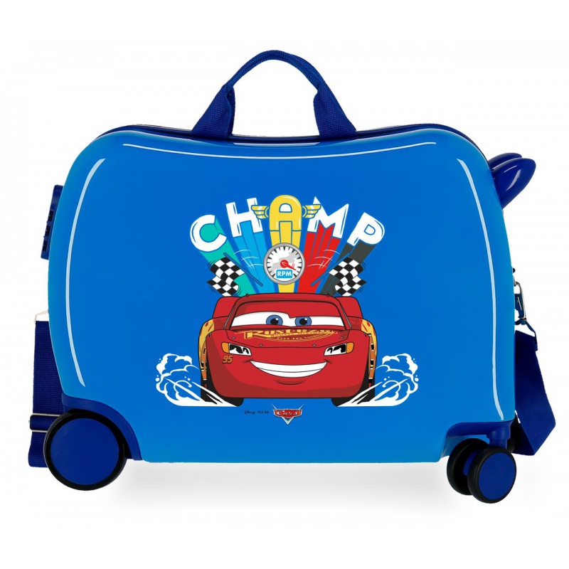 JOUMMA BAGS - Detský cestovný kufor na kolieskach / odrážadlo DISNEY CARS Blue, 2049823