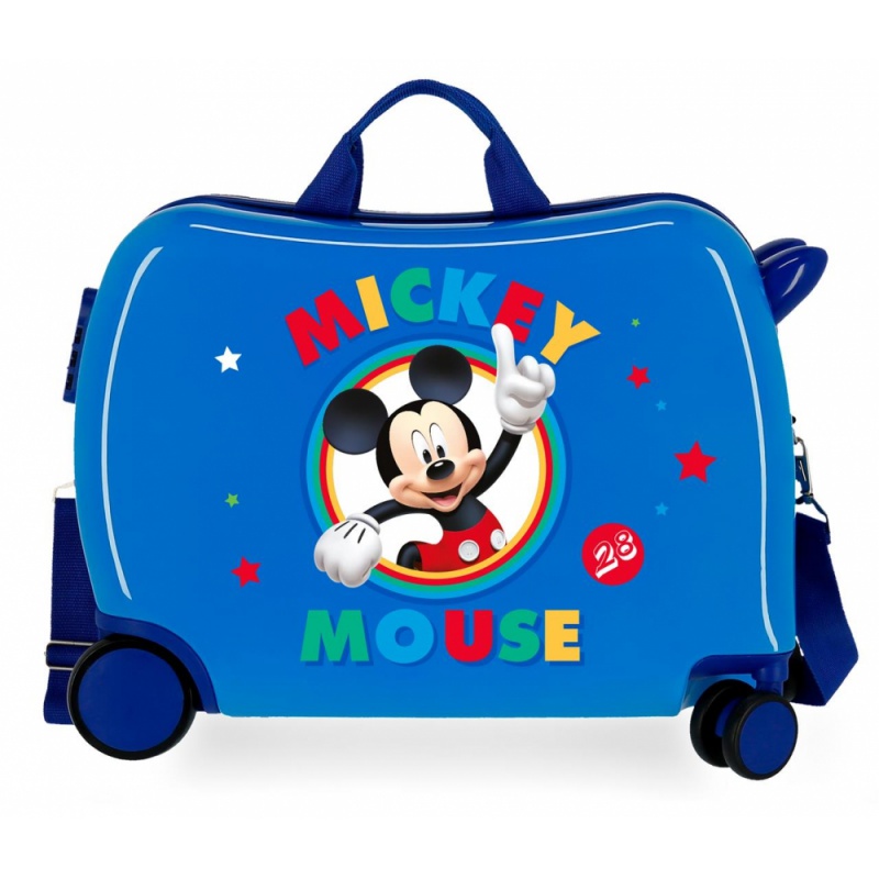 JOUMMA BAGS - Detský cestovný kufor na kolieskach / odrážadlo MICKEY MOUSE Blue, 2039821