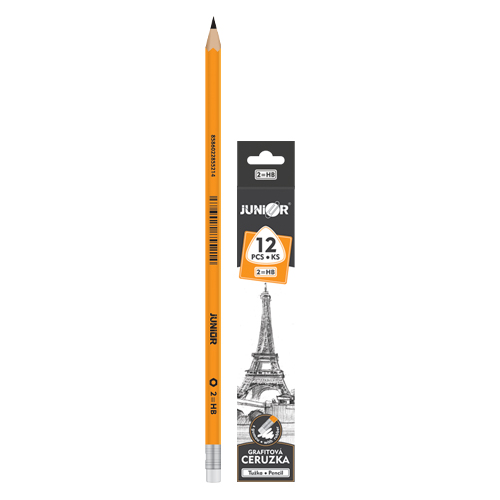 JUNIOR - Ceruzka grafitová/šesťhranná s gumou č. 2/HB