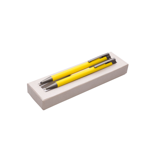 JUNIOR - Darčeková sada kov mechanická ceruzka +guľočkové pero ARMI SOFT žltá