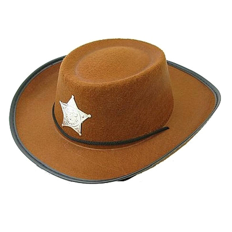 JUNIOR - Kovbojský klobúk s hviezdou, hnedý, veľkosť S