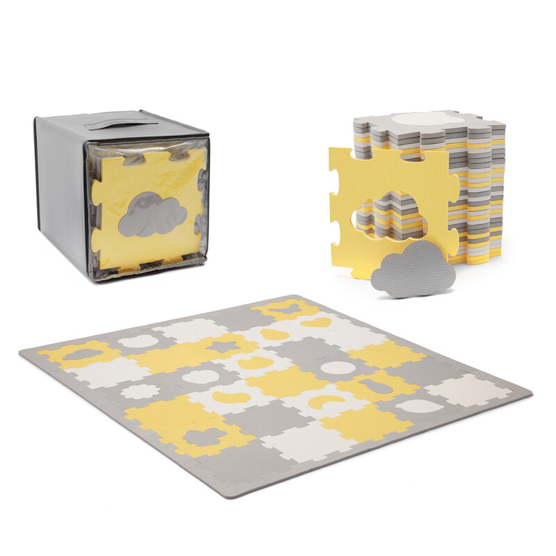 KINDERKRAFT - SELECT Podložka penová puzzle Luno Shapes 185 x 165 cm Yellow, 30ks, Premium