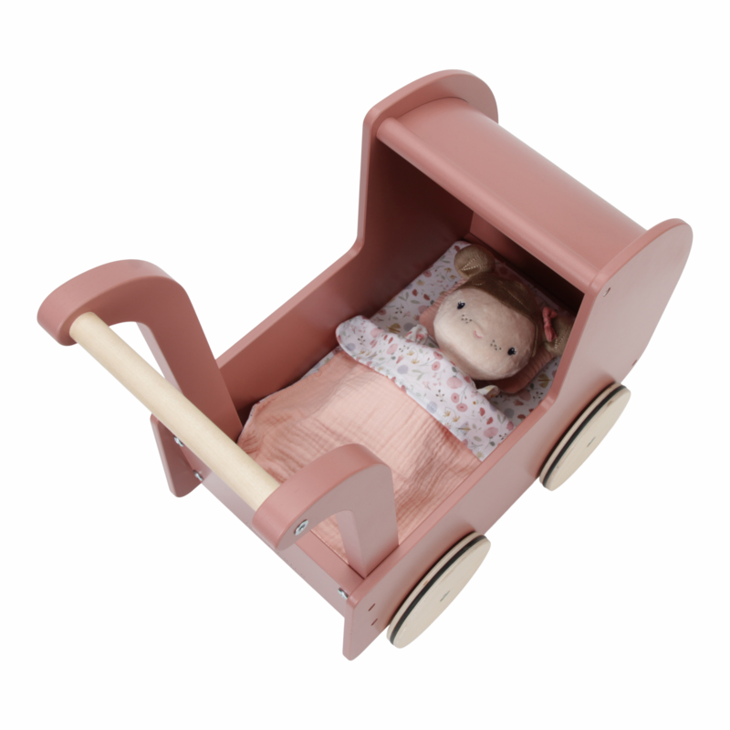 LITTLE DUTCH - Kočík pre bábiky drevený s bábikou Kvety a motýle