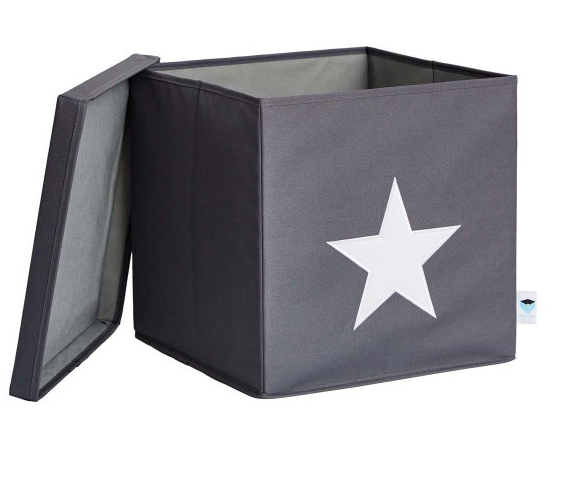 LOVE IT STORE IT - Box na hračky s krytom - šedý, biela hviezda