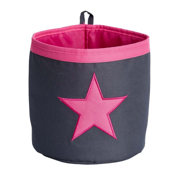 LOVE IT STORE IT - Malý úložny box, okrúhly - šedý, ružová hviezda