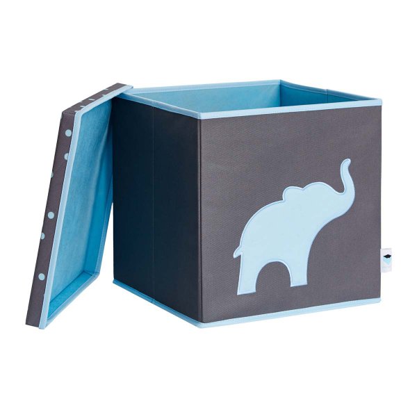 LOVE IT STORE IT - Úložný box na hračky s krytom - šedý, modrý slon