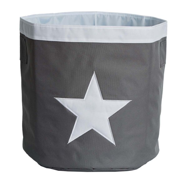 LOVE IT STORE IT - Veľký úložný box, okrúhly - šedý, biela hviezda