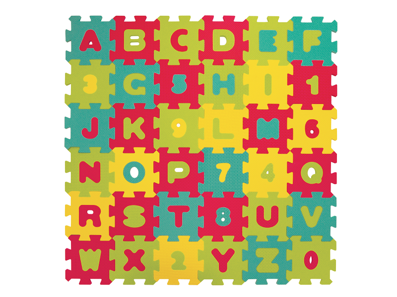 LUDI - Puzzle penové 90 x 90 cm, písmená a čísla