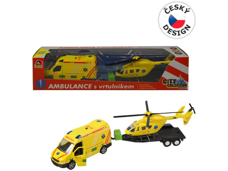 MADE - Sada ambulancie vrtuľník so svetlom a zvukom