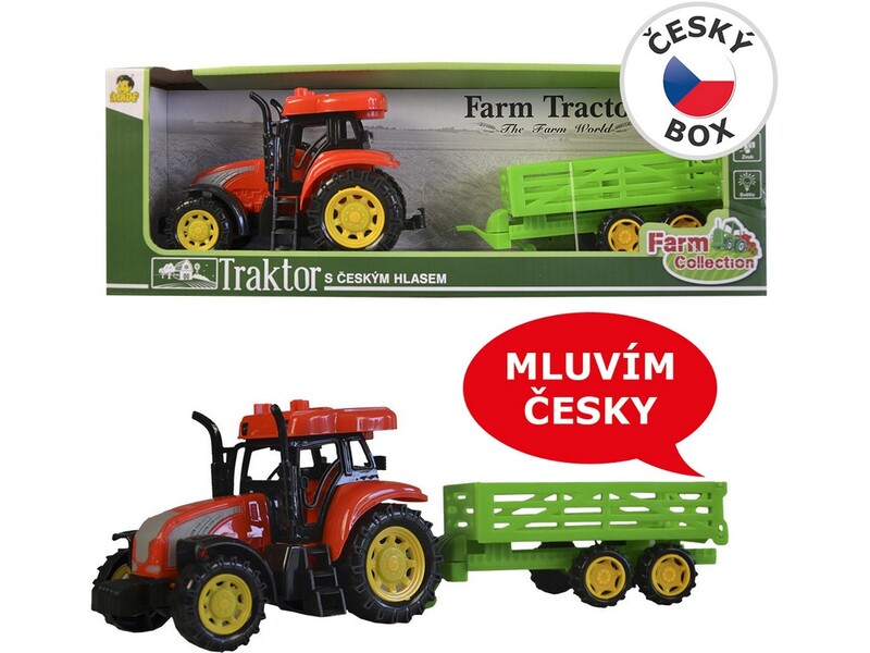 MADE - Traktor s prívesom česky hovoriaci 33 x 10 x 8,5 cm