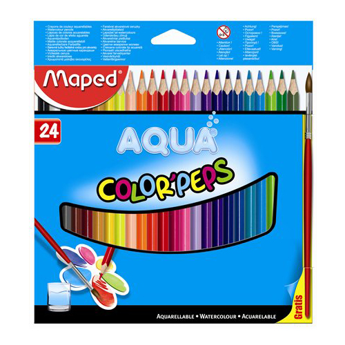 MAPED - Pastelky trojhranné - akvarelové COLOR`PEPS, 24 ks + štetec