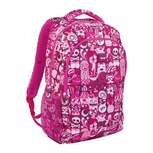 MILAN - Školský batoh s 2 zipsami Hey Girl pink 21l