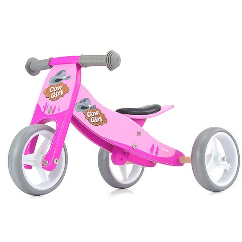 MILLY MALLY - Detské multifunkčné odrážadlo bicykel 2v1 JAKE pink Cowgirl
