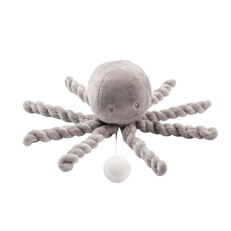NATTOU - Prvá hrajúca hračka pre bábätka chobotnička PIU PIU Lapidou grey 0m+