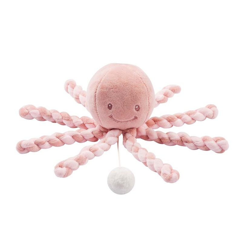 NATTOU - Prvá hrajúca hračka pre bábätka chobotnička PIU PIU Lapidou old pink/light pink 0m+