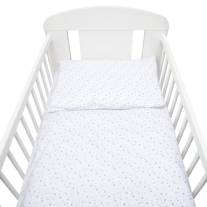 NEW BABY - 2-dielne posteľné obliečky 100/135 cm biele sivé hviezdičky