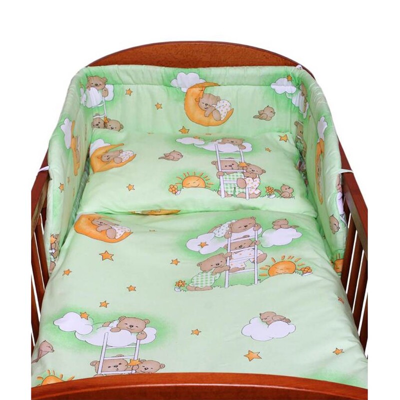 NEW BABY - 2-dielne posteľné obliečky 100/135 cm zelené s medvedíkom