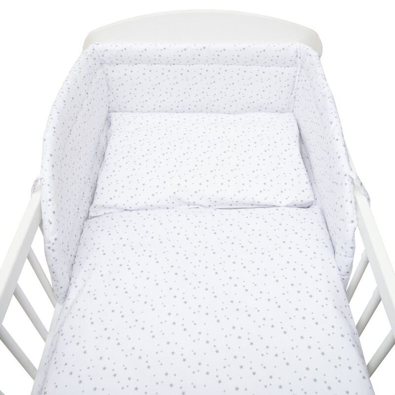 NEW BABY - 3-dielne posteľné obliečky 90/120 cm biele sivé hviezdičky